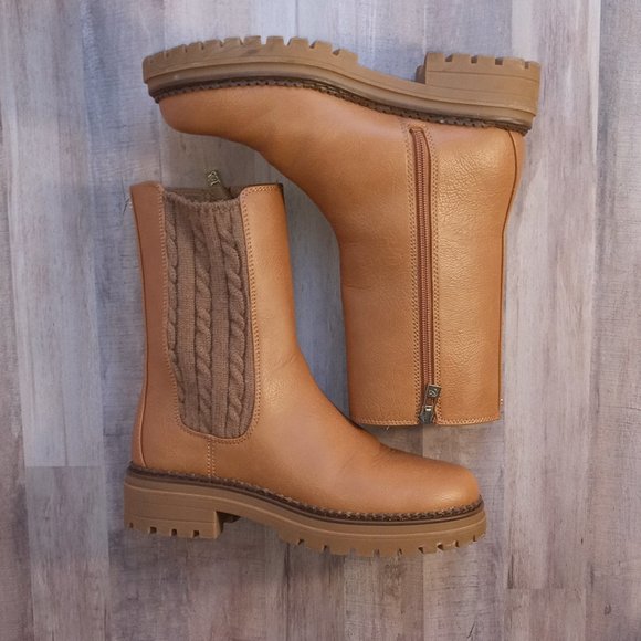 Sam & Libby Tan Womens Scarlett Sweater Heeled Chelsea Bootie Size 7.5 - Picture 5 of 6